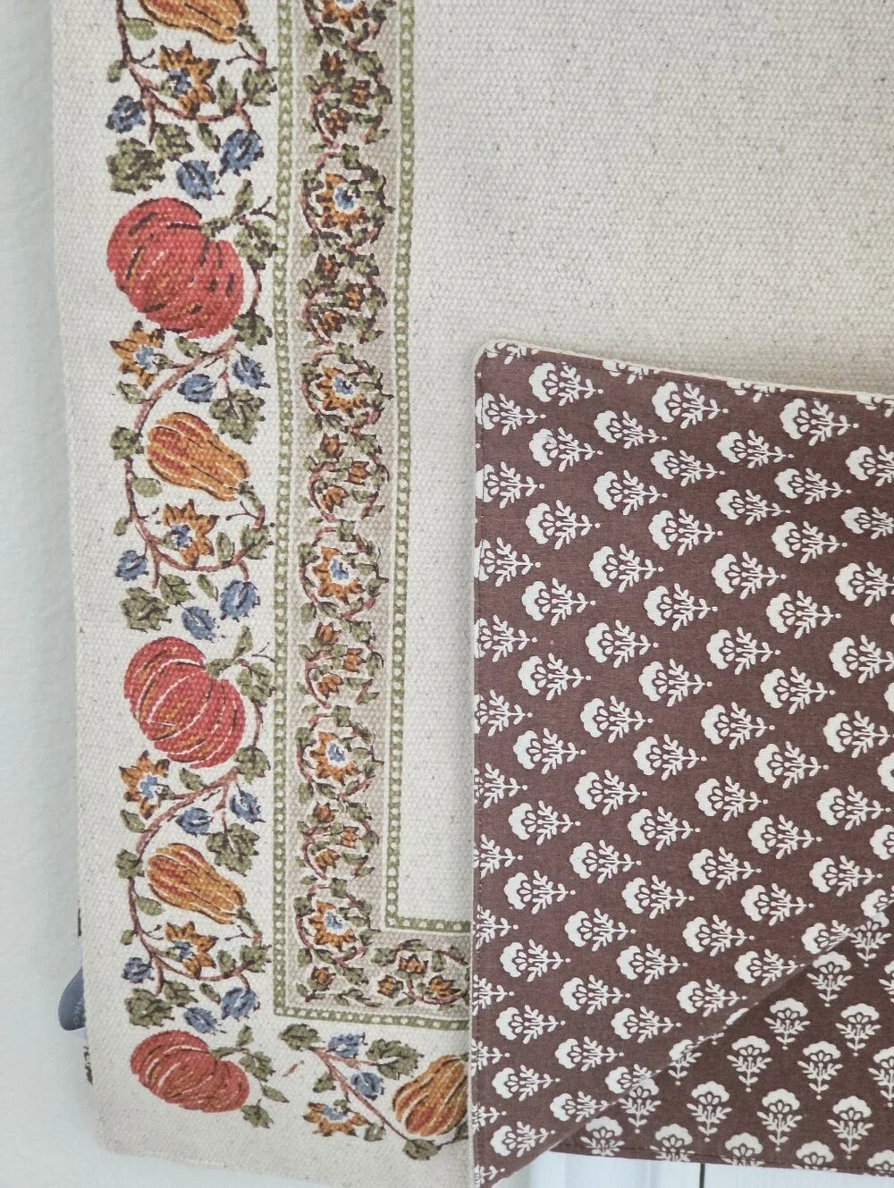 Rachel Ashwell Farmhouse Reversible Table Runner Pumpkin Autumn Harvest 16x90
